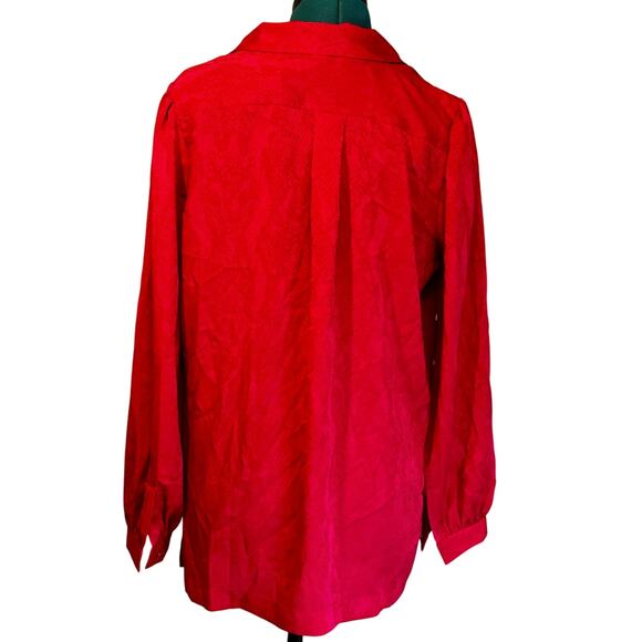 NWT!! White House Black Market Red Snakeskin Jacquard Button-Up Blouse Top S - Picture 3 of 6